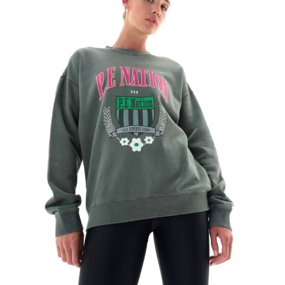 PE Nation Women's Size Small Green One Division Sweatshirt Pullover Crew Neck - Picture 1 of 8